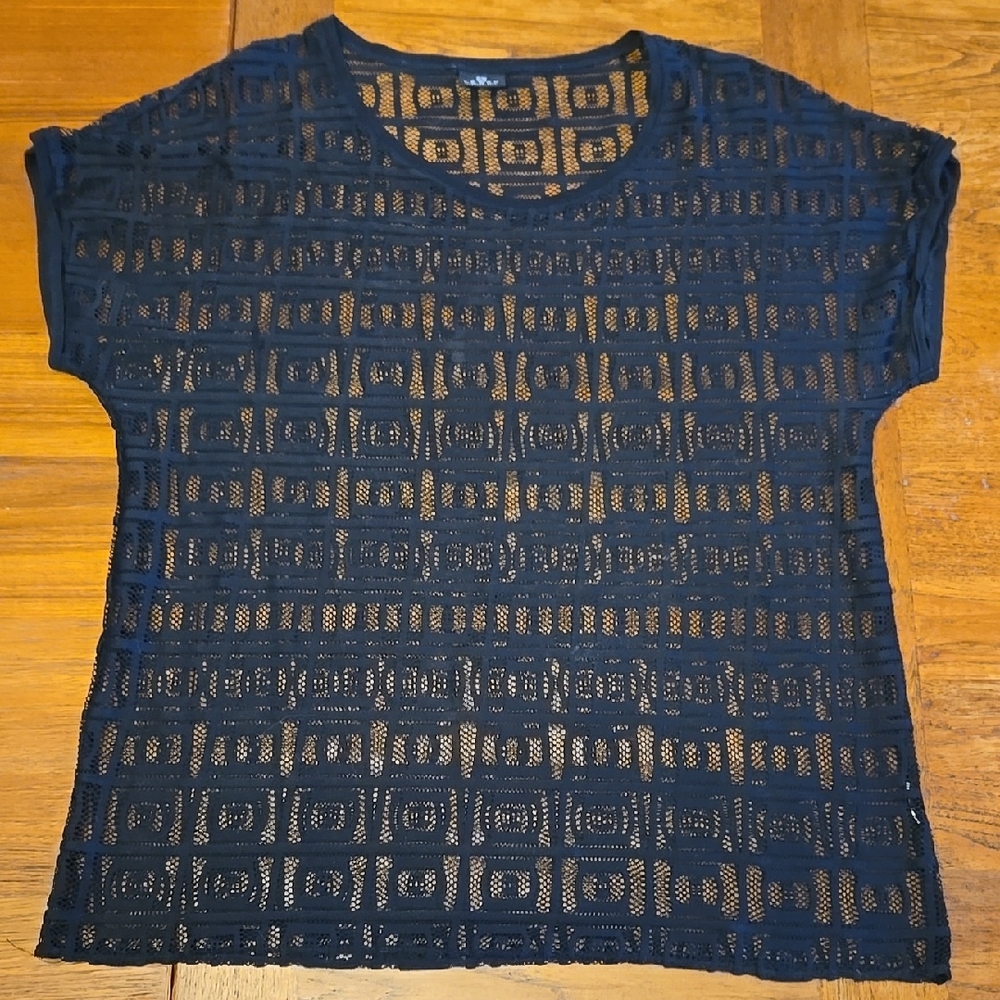 Sheer Geometric Black Top